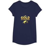 Estándar Dorado para niñas: diseño de Estrellas de Lujo Camiseta, Niñas, Azul Marino, Mediano