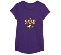 Estándar Dorado para niñas: diseño de Estrellas de Lujo Camiseta, Niñas, Morado, Mediano