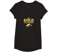 Estándar Dorado para niñas: diseño de Estrellas de Lujo Camiseta, Niñas, Negro, Grande