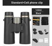 (Estándar negro) Binoculares 12x42, telescopio profesional HD, potente prisma BAK4 de largo alcance, compatible con caza, acampada al aire l