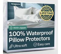 Estándar resistente al agua protectores de almohada Pack de 4 suave PREMIUM hipoalergénico cama Bug, transpirable y silencioso casos con cremallera por Niagara dormir soluciones (Jersey estándar de