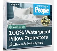 Estándar resistente al agua protectores de almohada Pack de 4 suave PREMIUM hipoalergénico cama Bug, transpirable y silencioso casos con cremallera por Niagara dormir soluciones (Jersey estándar de