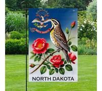 Estandarte De Jardín Flores estatal de Dakota del Norte: Alondra de pradera,