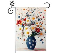 Estandarte De Jardín Margarita Patriótica 4 de Julio Casa de Campo | Pancarta Pequeña Balcón 12x18in Impermeable Bandera De Jardín Resistente A La Decoloración Bandera Pequeña En