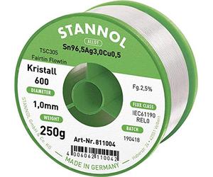 Estaño de soldadura sin plomo Stannol Kristall 600 Fairtin 811004 Sn3.0Ag0.5Cu sin plomo 250 g 1.0 mm 1 pc(s)