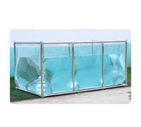 Estanque de acuario plegable con panel de visualización transparente y válvula de drenaje, lona de PVC, marco de acero, ideal para la cría de peces y camarones,