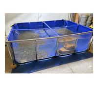 Estanque de lona de PVC para peces, Ventana for estanque Koi sobre el suelo, marco de acero, revestimiento lona, tanque peces y tortugas, color azul, varios tamaños(100x70x61cm)