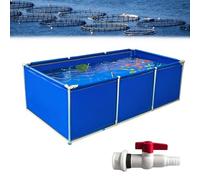 Estanque de peces cuadrado de PVC - Depósito temporal impermeable de 0,8 mm con válvula de drenaje, perfecto para plantas koi y tic - 1 x 1 x 0,8 m, piscina de jardín azul