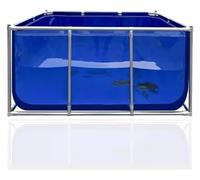 Estanque de peces de lona de PVC con marco de acero, tanque de almacenamiento de agua plegable para exteriores, piscina de acuario con panel de visualización transparente y válvula de drenaje