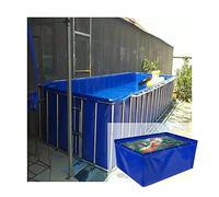 Estanque de peces plegable de PVC con ojales, 6 x 4 x 1 m, piscina de jardín para almacenamiento de agua de peces dorados Koi, cubo de lona azul duradero para uso acuático al aire libre