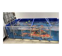 Estanque de peces plegable KOI con panel de visualización, lona para exteriores e interiores, diseño sin excavación con válvula de drenaje, piscina portátil sobre el suelo (120 x 80 x 50 cm)