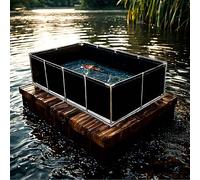 Estanque de peces portátil de lona con marco de acero, tanque temporal de retención de peces koi, piscina grande de PVC con válvula de drenaje para acuicultura al aire libre