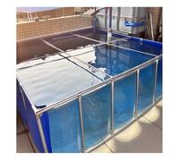 Estanque de peces sobre el suelo con ventana transparente, forro de lona de PVC y marco de acero para la cría de koi y entusiastas del acuario