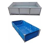 Estanque koi grande de PVC con paneles de visualización, marco de acero inoxidable y válvula de drenaje, ideal para peces dorados y acuicultura (gris, 2 x 1,5 x 0,7 m)