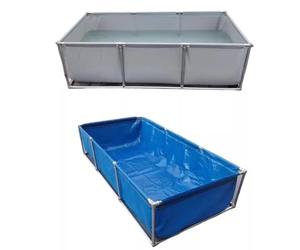 Estanque koi grande de PVC con paneles de visualización, marco de acero inoxidable y válvula de drenaje, ideal para peces dorados y acuicultura (gris, 2 x 1,5 x 0,7 m)