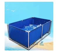 Estanque plegable de lona de PVC azul - Tanque de agua rectangular sobre el suelo para acuario al aire libre con soporte, ideal para camping, pesca, lavado y cultivo de mariscos
