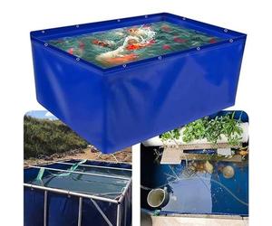 Estanque plegable de lona impermeable con válvula de drenaje, solución portátil de almacenamiento de agua para acuario, koi, tortugas, uso interior y exterior