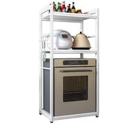 Estante 3 Niveles for Mini Nevera, Horno, Soporte Microondas, Estante Ajustable, Varios Tamaños Disponibles, Estanterías Metal y MDF Con Ganchos for Dormitorio, Cocina, Oficina(L80xW40xH136cm)