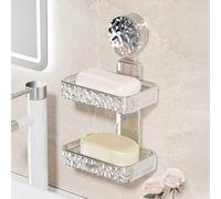 - Estante ABS no perforado con orificios de drenaje con ventosa gris 5 kg jabonera para baño 4. Capacidad de peso transparente, se adapta a azulejos, vidrio, espejos, tazas de pared (A)