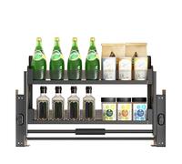 Estante ajustable de 2 niveles, organizador de armario de pared de cocina para especias y aperitivos, 4 ajustes de peso de rodamiento