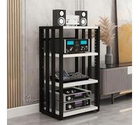 Estante ajustable de alta fidelidad, consola de 4 niveles para sala de estar, estudio de juegos y grabación, armario de almacenamiento resistente con fácil montaje y estantes amplios