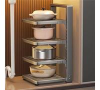 Estante ajustable para ollas debajo del fregadero, armario de cocina, estantería de acero inoxidable de 4 niveles para cocina y baño, solución de ahorro de espacio gris
