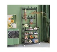Estante apilable de 5 niveles para abrigos y zapatos, moderno y lujoso, organizador de zapatos de metal ligero con ganchos de doble fila para dormitorio, pasillo, oficina zapatos (color: dorado