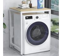 Estante Apilable for Lavadora y Secadora, Capacidad de 50 Kg Mueble Lavadora, Estructura Metálica, Armario Lavadoras for Apartamentos Compactos, Baños(White+Natural,66x50x90cm)