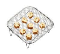 Estante apilable para freidora de aire, alimenticio, no se invierte, parrilla cuadrada de acero inoxidable, vaporizador para horno y microondas, olla para horno y microondas, para carne y