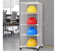 Estante apilable para Guardar Cascos de Seguridad, Ajustable y móvil, con Ruedas, sin taladros, para exhibir Cascos en Tiendas minoristas (Blanco, 39 x 37 x 100 cm)