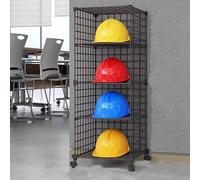 Estante apilable y Ajustable para Guardar Cascos de Seguridad con Ruedas - Estante móvil para exhibir Cascos de Seguridad en Tiendas, sin Taladro, Negro (39 x 37 x 100 cm)