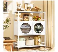 Estante blanco de 5 niveles para panadería con cajón y soporte para microondas, ajustable para horno, estante de almacenamiento de alta capacidad, muebles de cocina que ahorran espacio
