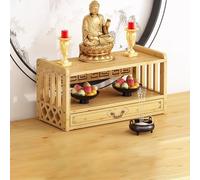 Estante budista de altar - Mesa de incienso para meditación con cajones, construcción de madera original para salas de estar y dormitorios, 42 x 25 x 16,5 cm