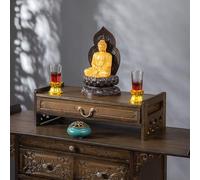 Estante budista para altar - Santuario de meditación tallado a mano con cajones para escritorios, estatuas de Buda, iglesias, santuarios y templos