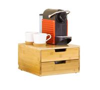 Estante cafetera, soporte para cápsulas de café, con 2 cajón, de bambú, frg82-n sobuy