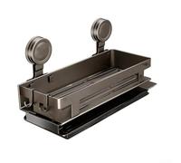 Estante colgante con ventosa, sin taladro, estante de almacenamiento de pared de baño, organizador de aluminio inoxidable para caravana, caravana, ducha pequeña, cocina, gris especia (A)