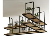 Estante colgante de techo de cocina - Estante de vino de metal de 2 niveles para plantas y macetas, elegante decoración de madera perfecta para bar y uso doméstico