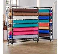 Estante Colgante Grande de Metal Negro con Varilla Ajustable y Ruedas frenables para Rollos de Tela comerciales - Rollos de Vinilo, película Que Cambia de Color para automóvil, Mantel, envol