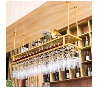 Estante colgante industrial para vino, soporte de techo de 2 capas para botellas y vasos, organizador de cocina, bar y bodega