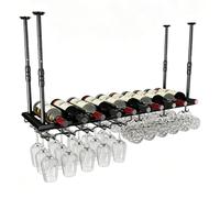 Estante Colgante para Vino, Estante de Almacenamiento Industrial para Bar, Estante para Botellas de Vino en el Techo de la Cocina y exhibición de macetas