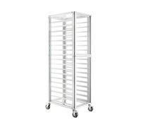 Estante comercial de aluminio con ruedas de freno, estante de refrigeración de panadería resistente para sartenes completas y medias, solución de almacenamiento de 9 niveles