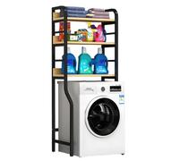 Estante compacto de 3 niveles para máquina de lavandería, estante de almacenamiento para baño, soporte para lavadora que ahorra espacio para cuarto de lavado (negro/marrón)