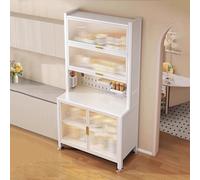 Estante compacto de 6 niveles para microondas y panadería, elegante diseño blanco, 100 cm, solución de almacenamiento perfecta para espacios pequeños, cocina, muebles que ahorran espacio