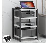 Estante con Ruedas para Equipos de Audio HiFi, Consolas de Videojuegos, DVD de 3/4/5/6 Niveles, estantes Ajustables, Estante de Esquina Ideal para Salas de Estar (Blanco, 50x40x60cm)