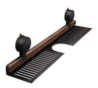 Estante con ventosa para baño, ducha de madera sin taladro, ventosas fuertes, almacenamiento sobre el fregadero del grifo para cocina y baño (negro, 15.7 pulgadas)