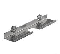 Estante con ventosa para grifo para cocina y baño, organizador de instalación sin taladro con ranura de drenaje y ganchos laterales para una mejor organización (estante gris de 50 cm)