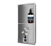 Estante cuadrado negro de acero inoxidable para ducha, para almacenamiento de baño, no necesita azulejos, instalación de montaje de 12.5 x 4.9 pulgadas y 27.6 x 11 x 4.9 pulgadas