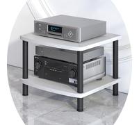 Estante de 2 niveles de altura ajustable para componentes de entretenimiento, soporte de TV blanco para reproductor de CD, estéreo, TV, soporte abierto con estante para componentes AV