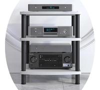 Estante de 3 niveles de altura ajustable blanco para componentes de entretenimiento, soporte de TV abierto para reproductor de CD, estante estéreo, gabinete de audio y video, perfecto para nizing y