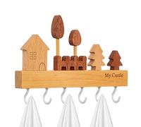 Estante de abrigo montado en la pared - 1* Soporte de ganchos de ropa de madera para baños,Decorative Robe Hooks Hanger para vestíbulo, dormitorio, cocina, baño, baño, apartamento